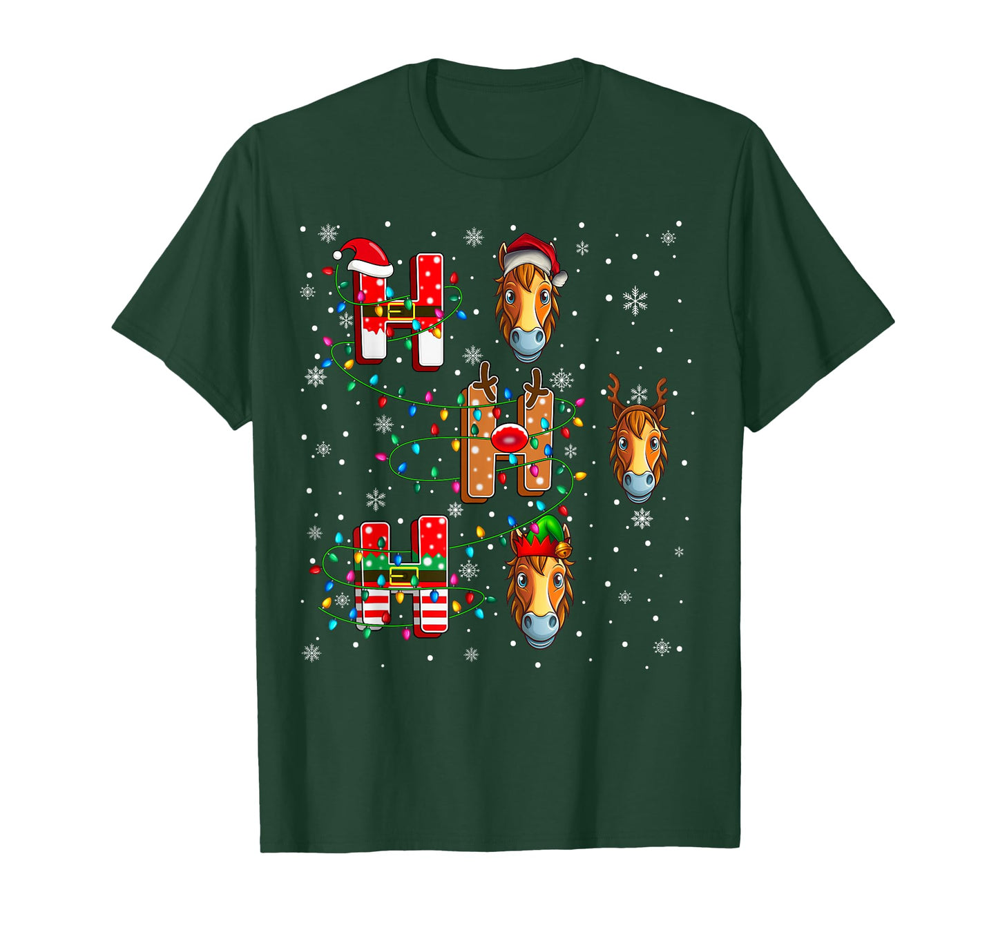 Ho Ho Ho Santa Reindeer Hat Elf Horse Animal Christmas T-Shirt