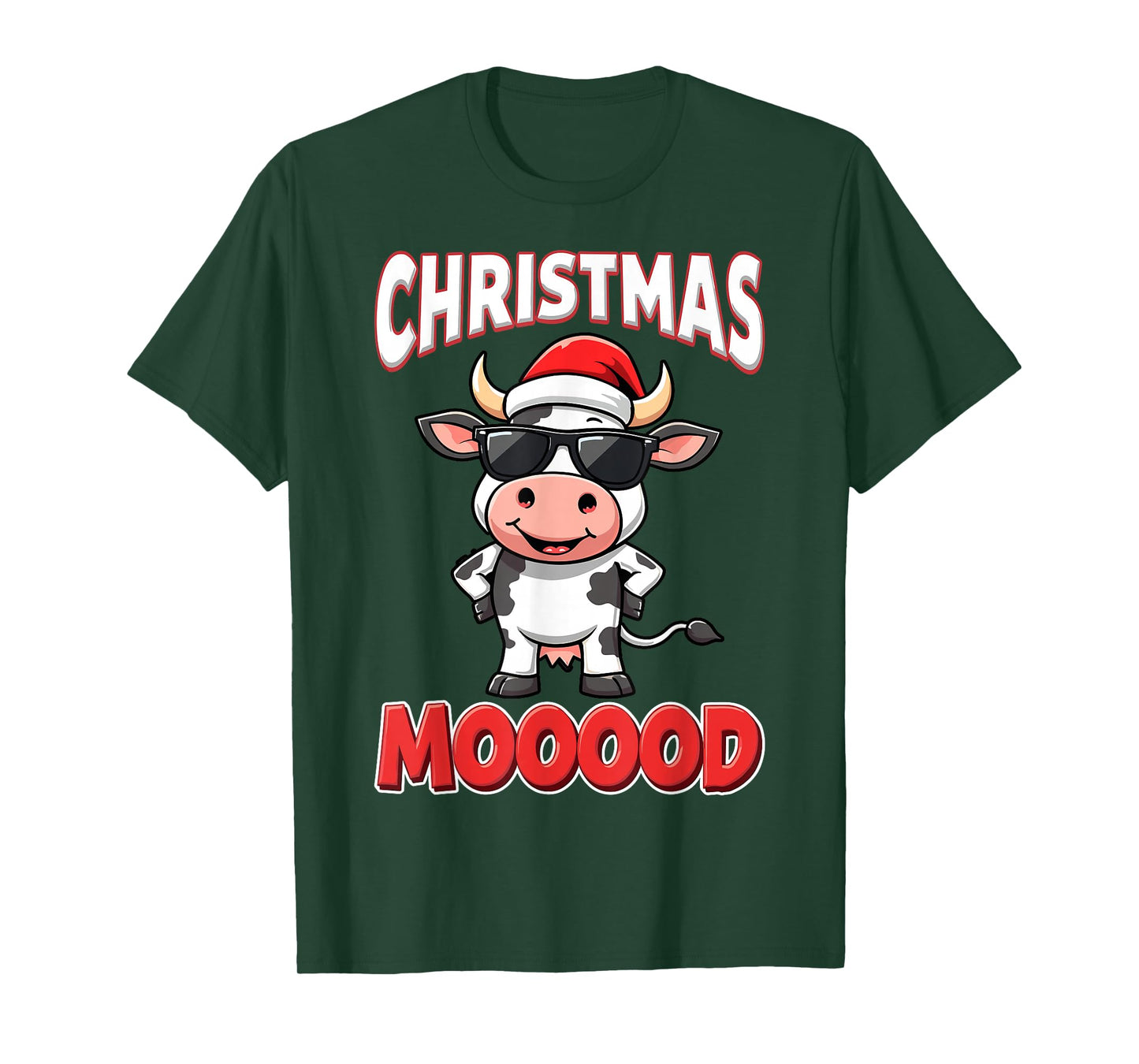 Christmas Moooood Farm Animals Cow Lover Christmas Santa Hat T-Shirt