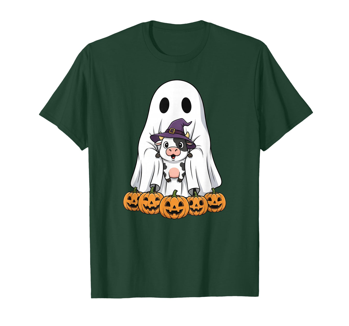 Funny Ghost Cow Pumpkin Halloween Kids Mens Womens T-Shirt