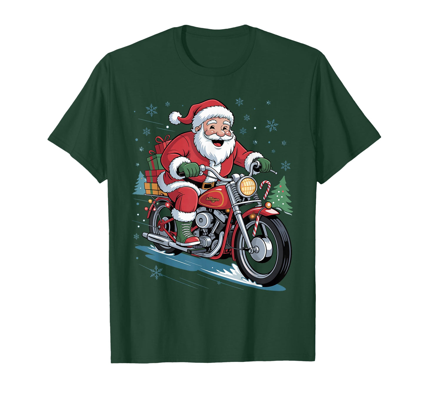 Funny Santa Riding Motorcycle Holiday Christmas Xmas Pajama T-Shirt