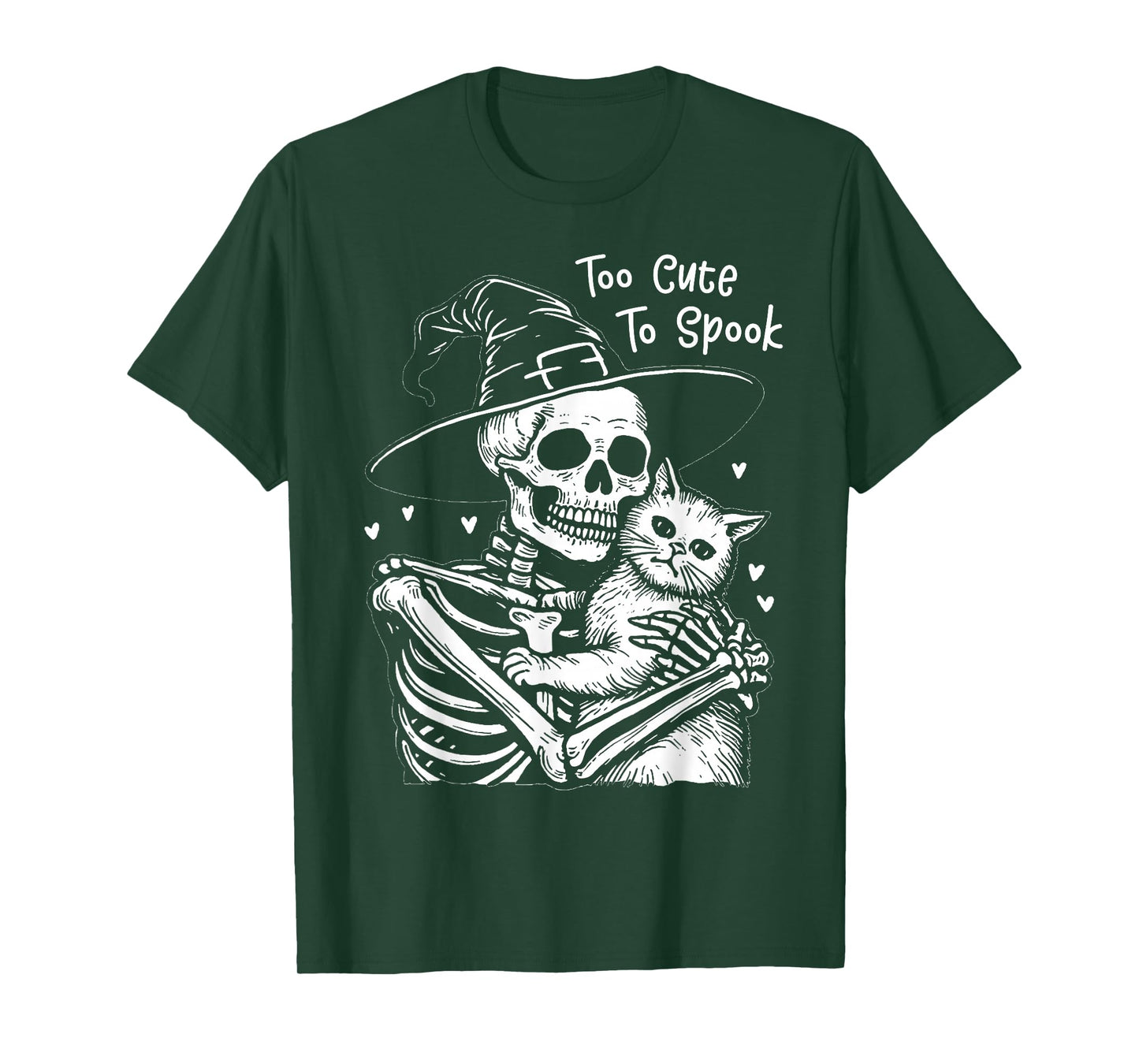 Too Cute to Spook Pet Funny Cat Halloween Spooky Skeleton T-Shirt