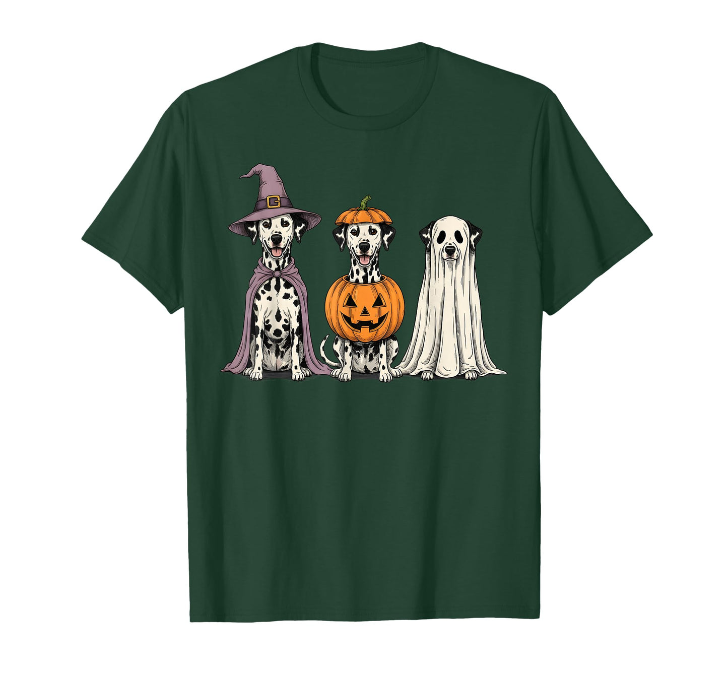 Spooky Ghost Dalmatian Pumpkin Halloween Dog Lover T-Shirt