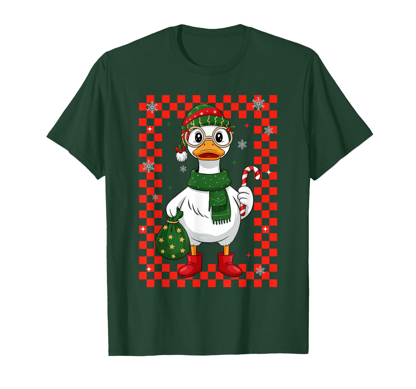 Christmas Candy Cane Goose Matching Couple Xmas Boys Girls T-Shirt