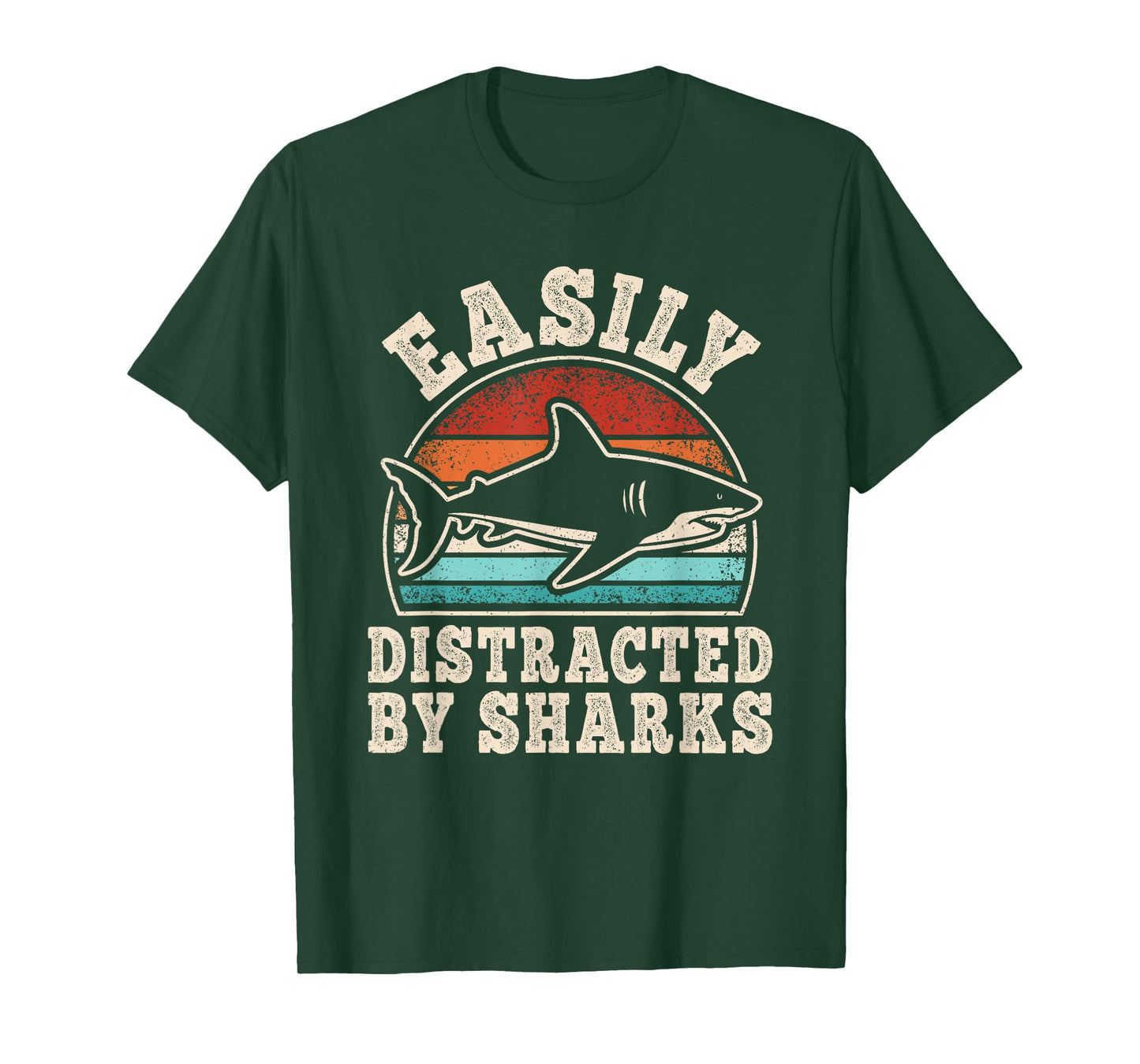 Easily Distracted by Sharks Retro Ocean Animals Men Women T-Shirt