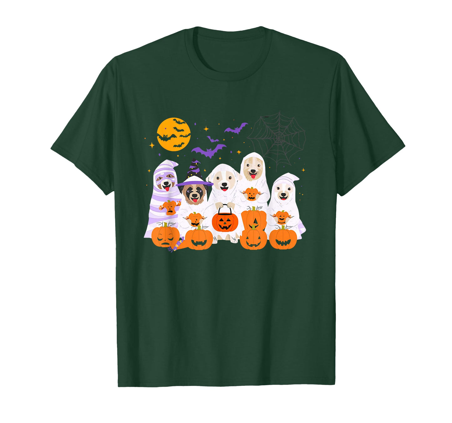 Cute Mummy Witch Ghost Halloween Dog Costume Men Women Kids T-Shirt