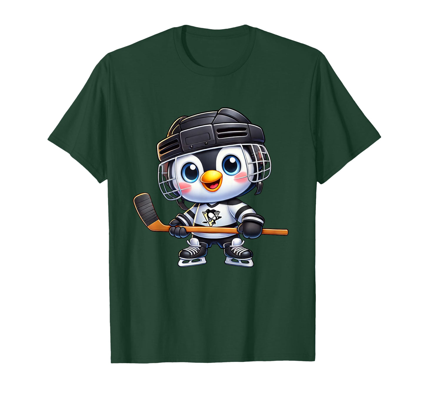 Cartoon Penguin Hockey Player Ice Hockey T-Shirt