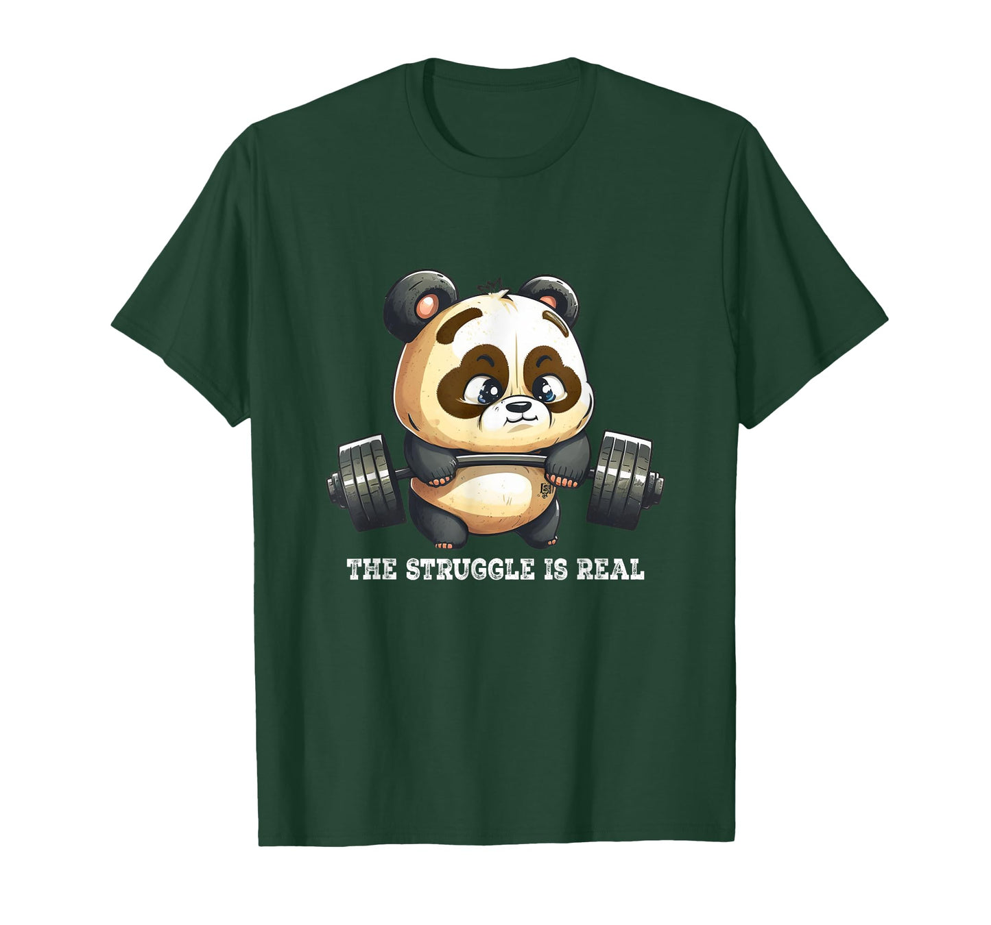 Panda The Struggle Is Real Weightlifting Fitness Gym Funny T-Shirt