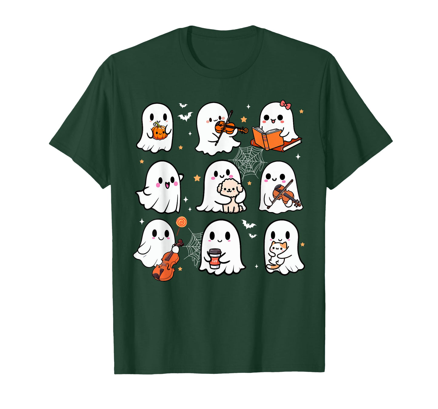 Boo Activities Halloween Playing Violin Book Cat Dog Lover T-Shirt