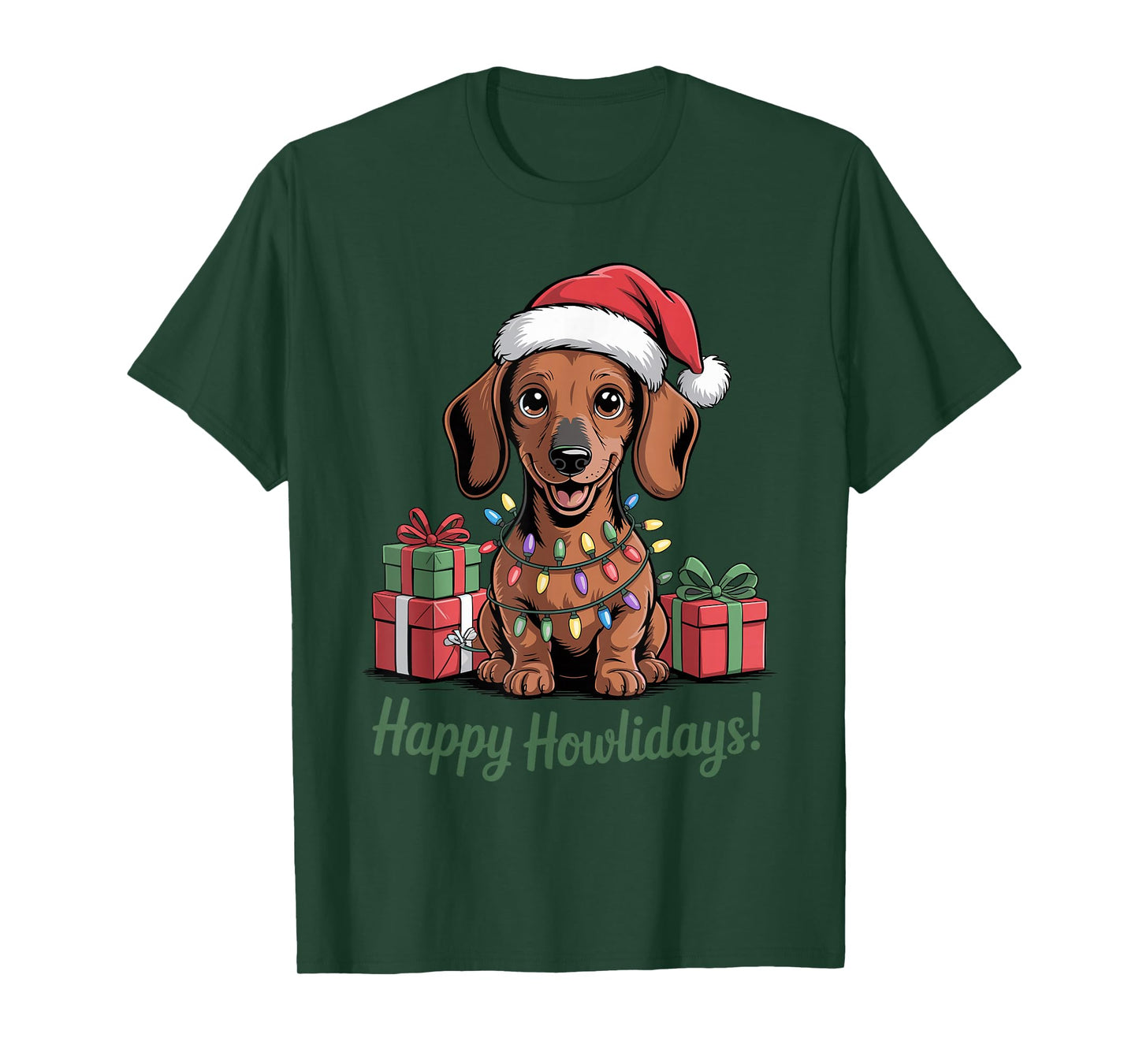 Cute Dachshund Santa Hat Christmas Xmas Dog Lovers Holiday T-Shirt