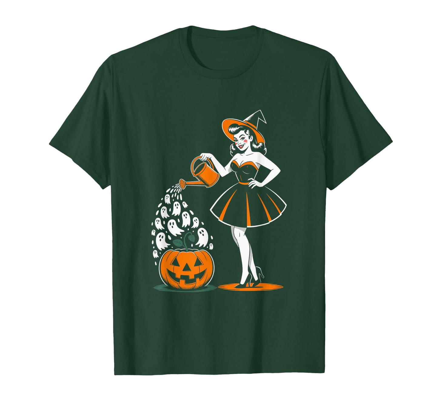 Retro Halloween Pinup Witch 1950s Style Spooky Pin-Up Girl T-Shirt
