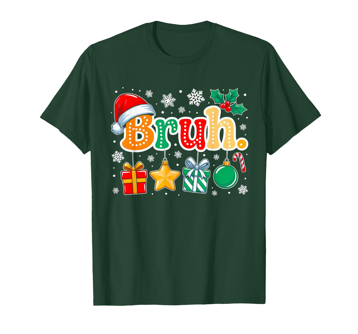 Bruh Funny Christmas Groovy Teens Boys Kids Xmas Pajamas T-Shirt