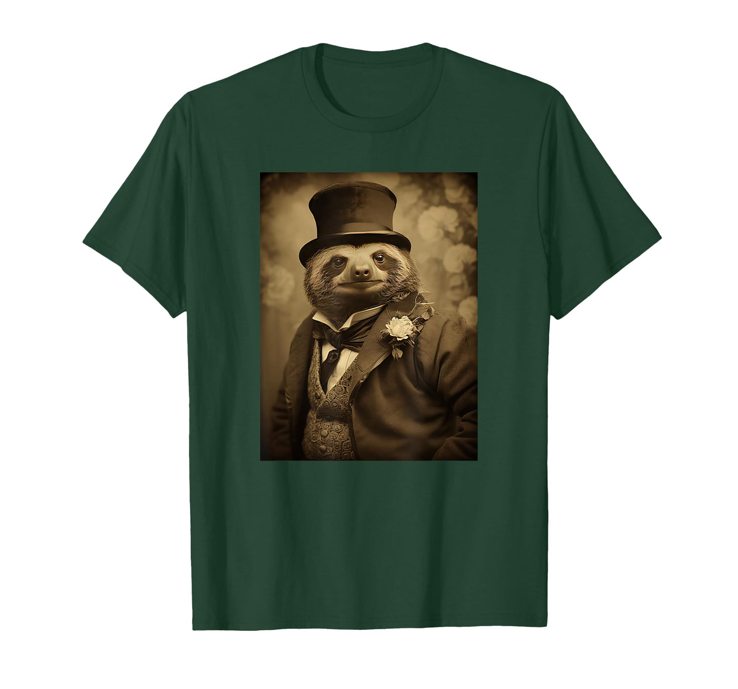 Funny Sloth Photo Victorian Animal Portrait Vintage Sloth T-Shirt