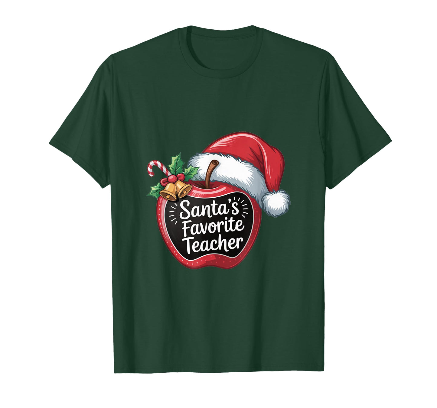 Santa’s Teacher Apple Holiday Design T-Shirt