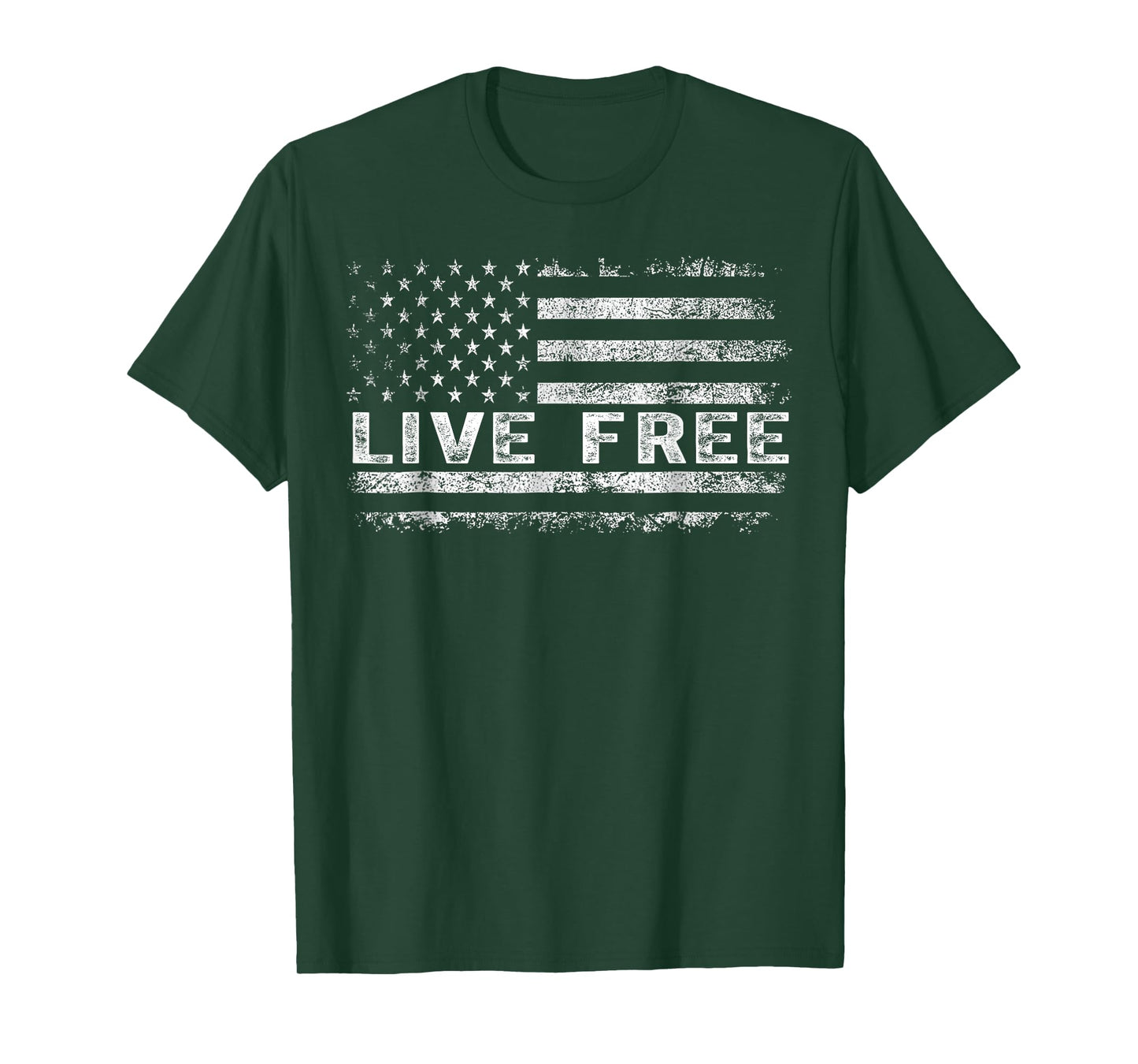 Live Free Shirt – Vintage Distressed USA Flag Graphic Tee T-Shirt