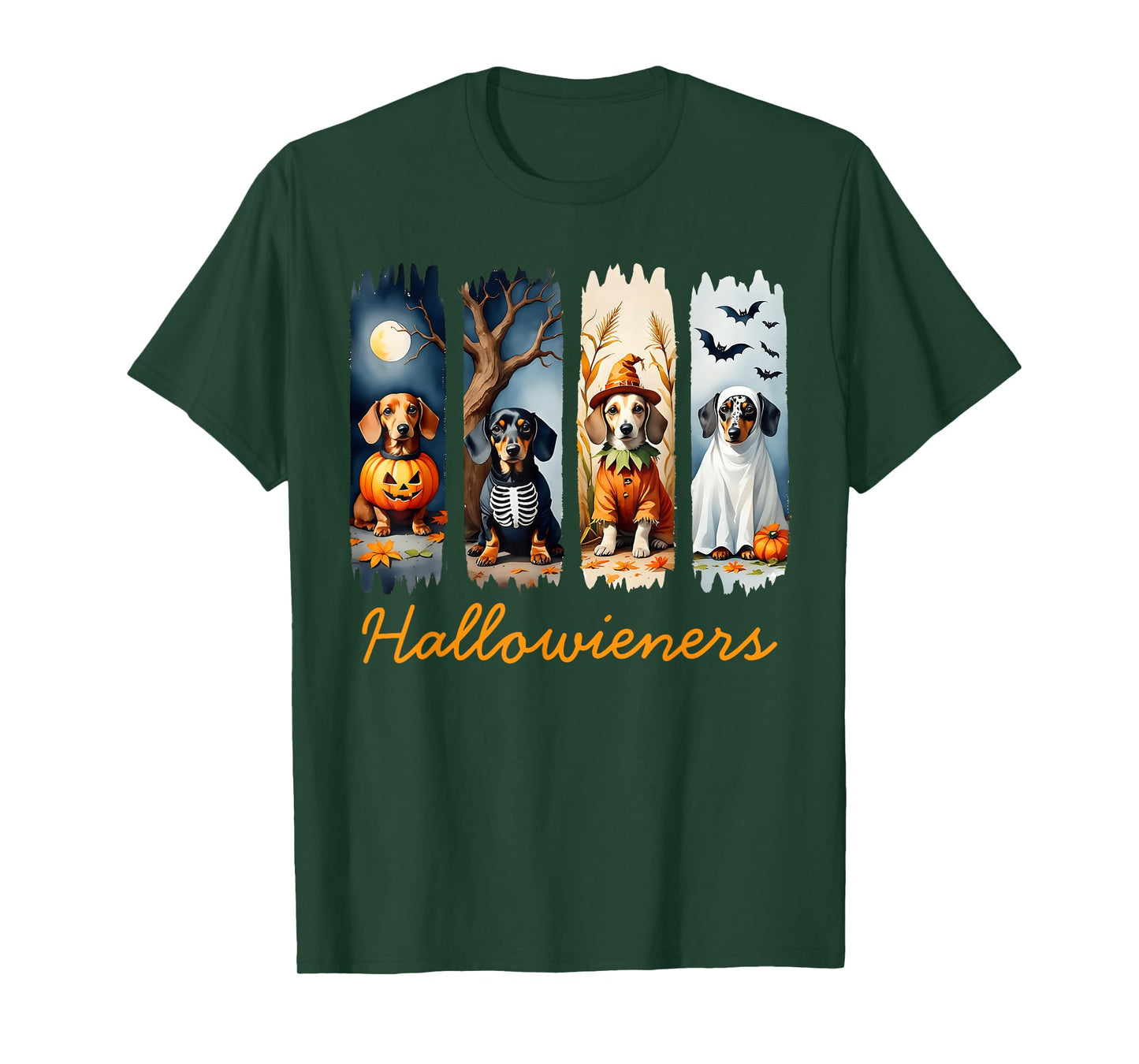 Happy Hallowieners Dachshund Dog Funny Spooky Halloween T-Shirt