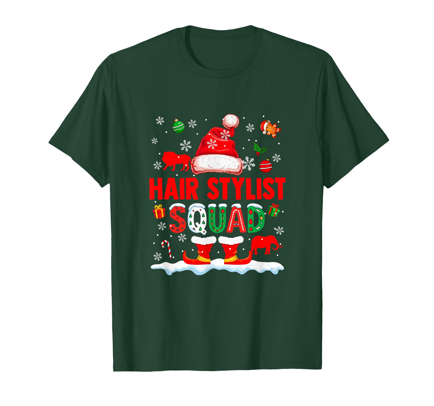Hair Stylist Squad Men Job Christmas Santa Costume Bow Tie T-Shirt