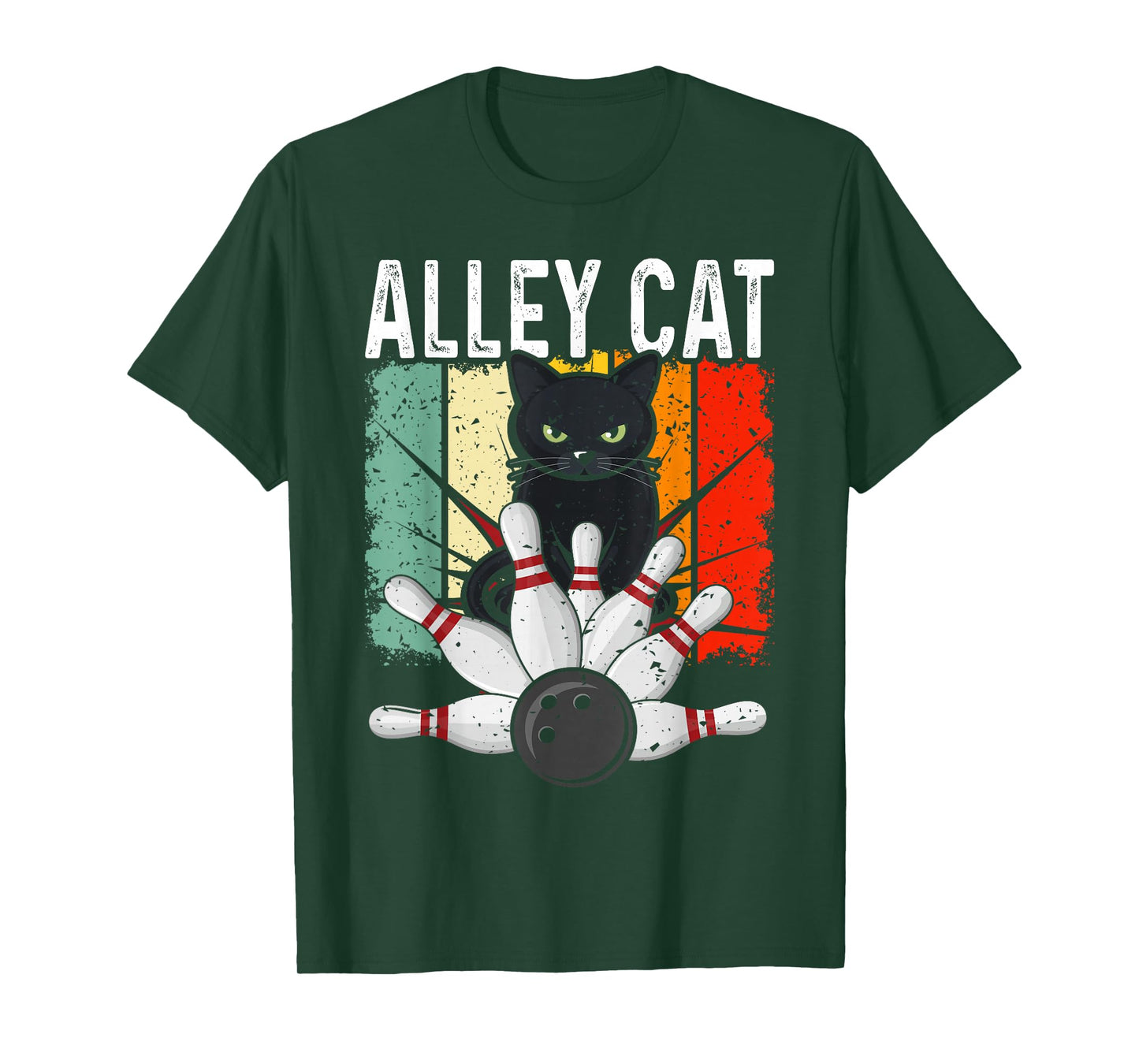 Retro Bowling Vintage Bowler Alley Cat Vintage T-Shirt