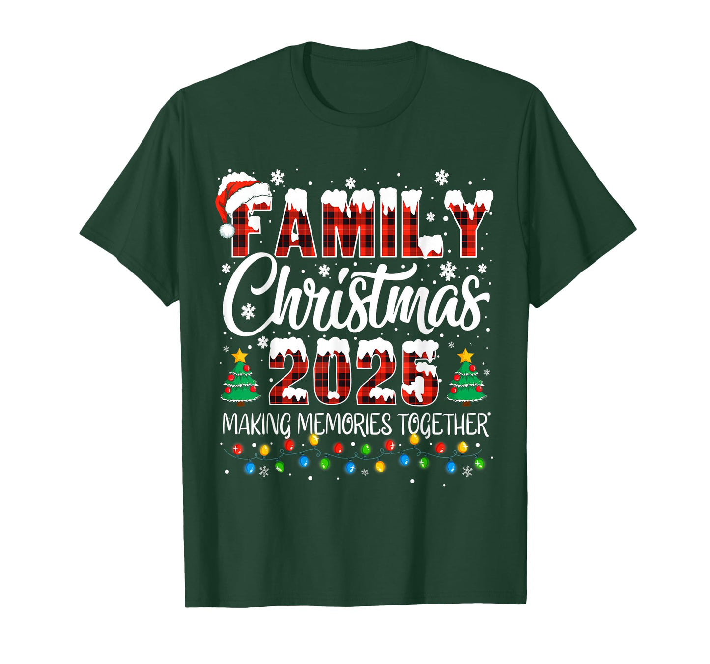 Family Christmas 2025 Matching Squad Santa Red Plaid Xmas T-Shirt