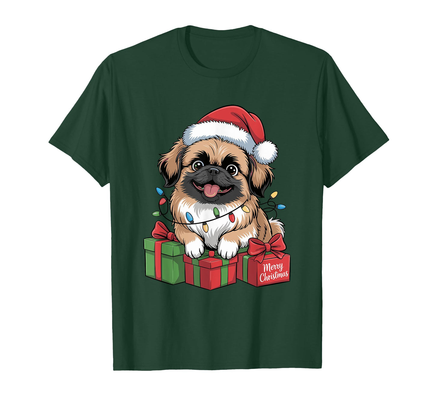 Cute Pekingese Christmas Xmas Design Funny Dog Lover Holiday T-Shirt