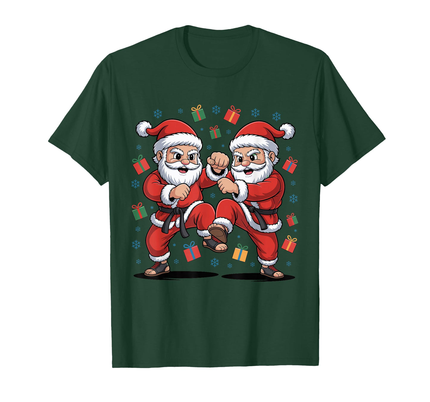 Funny Santa Playing Karate Martial Art Christmas Xmas Pajama T-Shirt