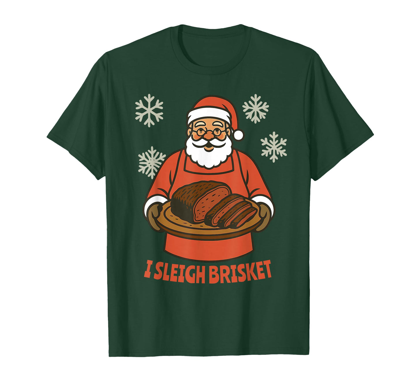 Funny Santa Brisket Sleigh BBQ Smoked Meat Holiday Humor T-Shirt