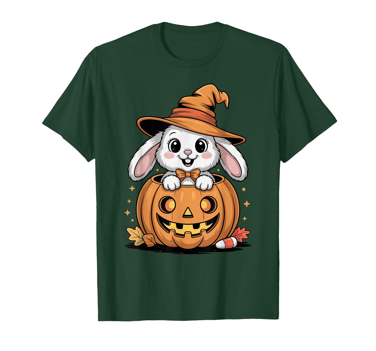 Kawaii Witch Bunny in Jack O Lantern Pumpkin Halloween T-Shirt