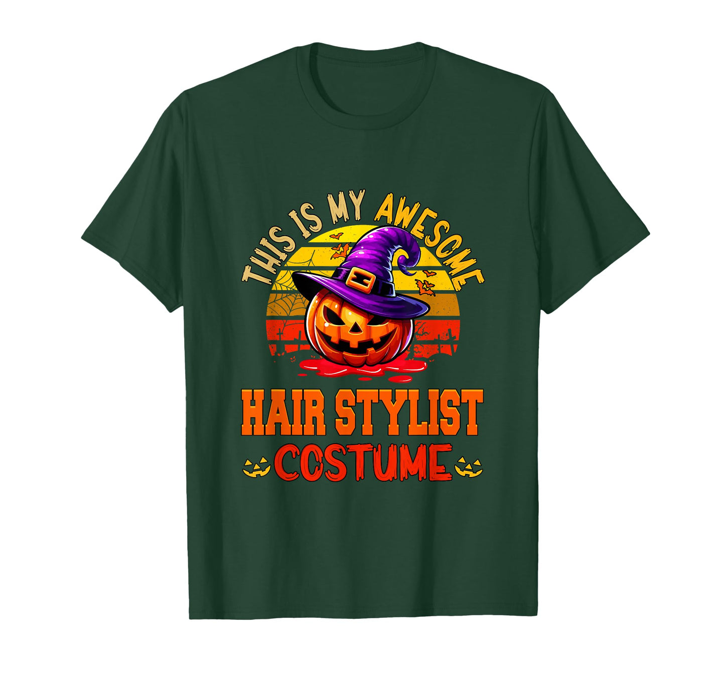 Vintage My Awesome Hair Stylist Costume Witch Carved Pumpkin T-Shirt