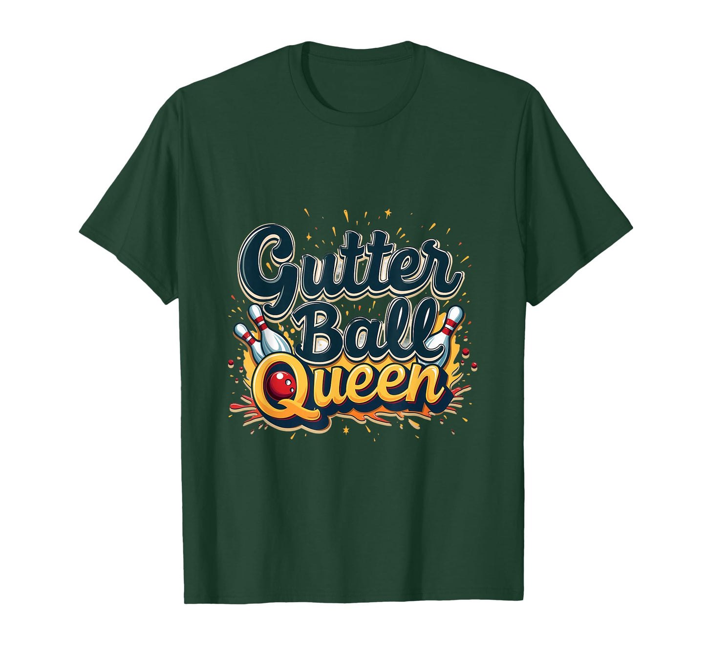 Gutter Ball Queen Funny Bowling Enthusiast T-Shirt