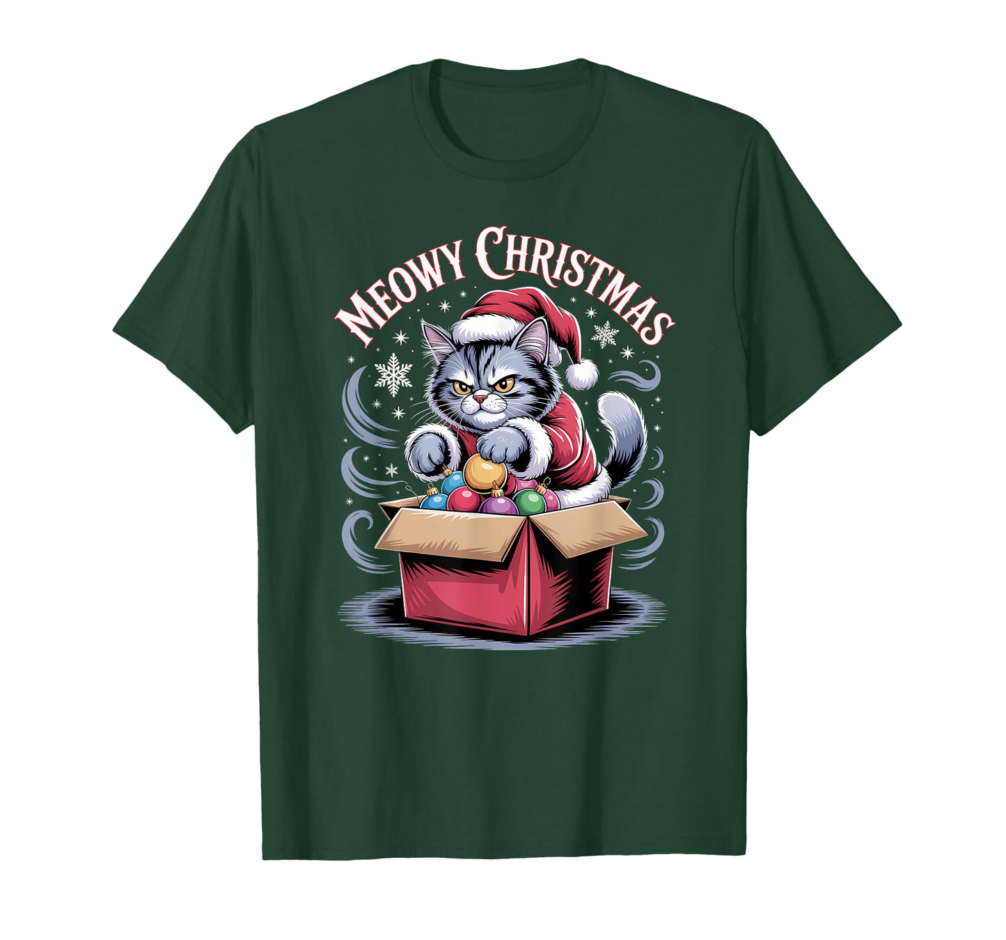 Meowy Christmas Funny Holiday Cat Pun T-Shirt