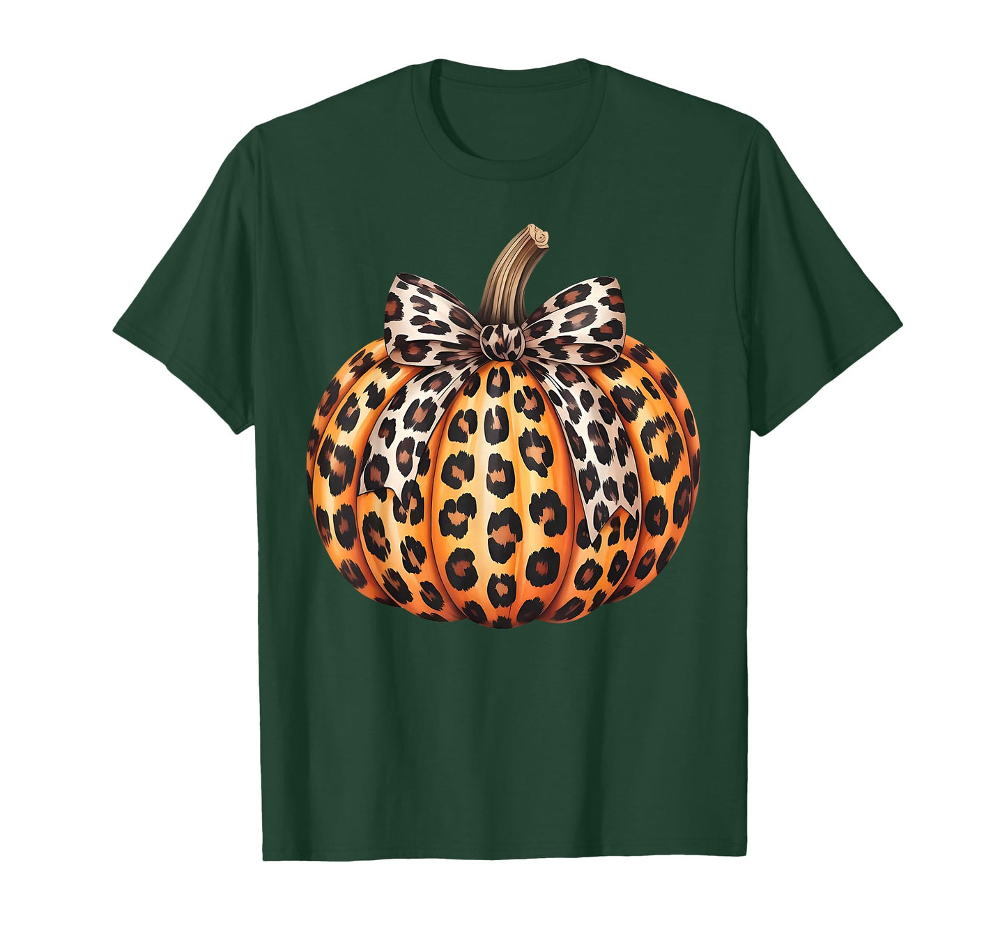 Coquette Bow Leopard Pumpkin Thanksgiving Rustic Fall Women T-Shirt