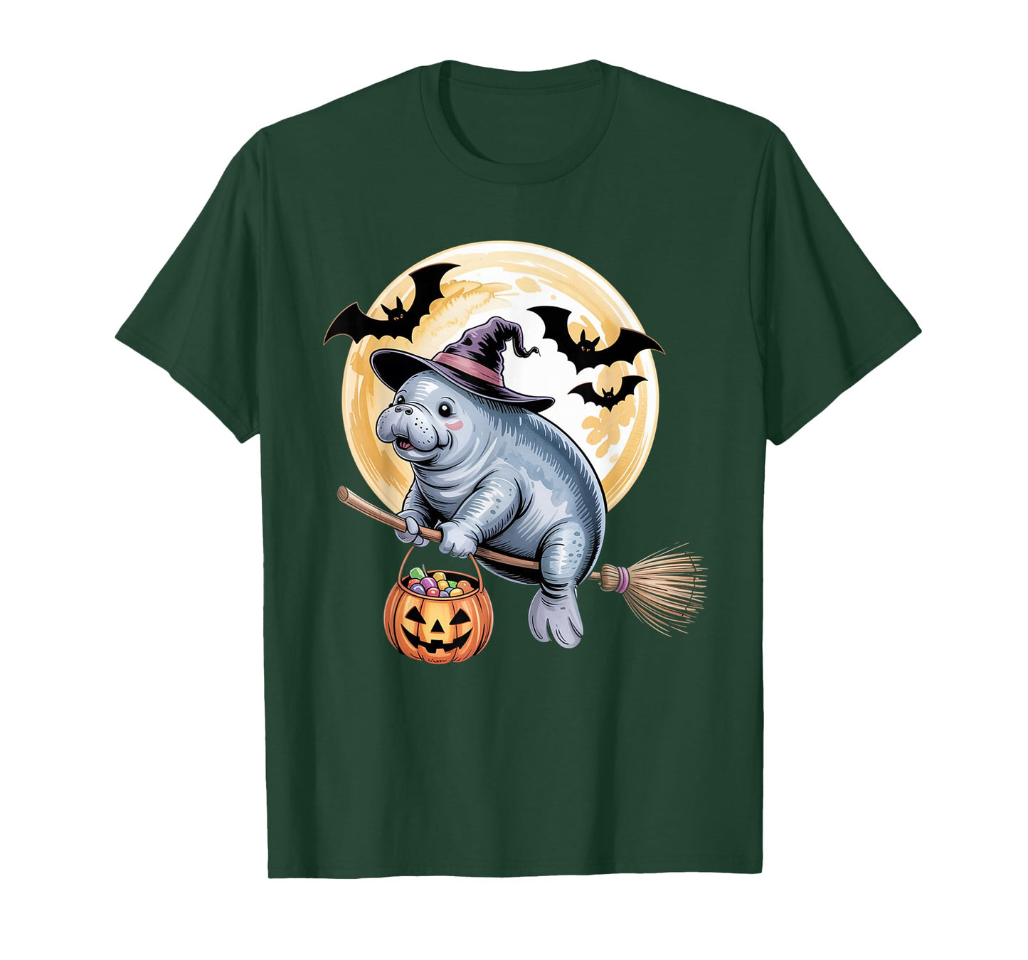 Manatee Witch Hat Funny Sea Cow Halloween Costume Men Women T-Shirt