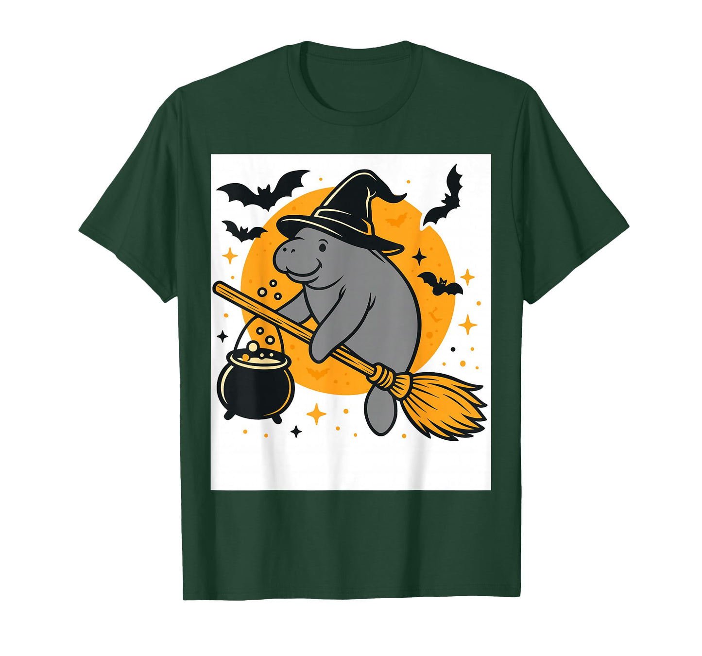 Manatee Witch Costume Women Kids Trick or Treat Witch Broom T-Shirt