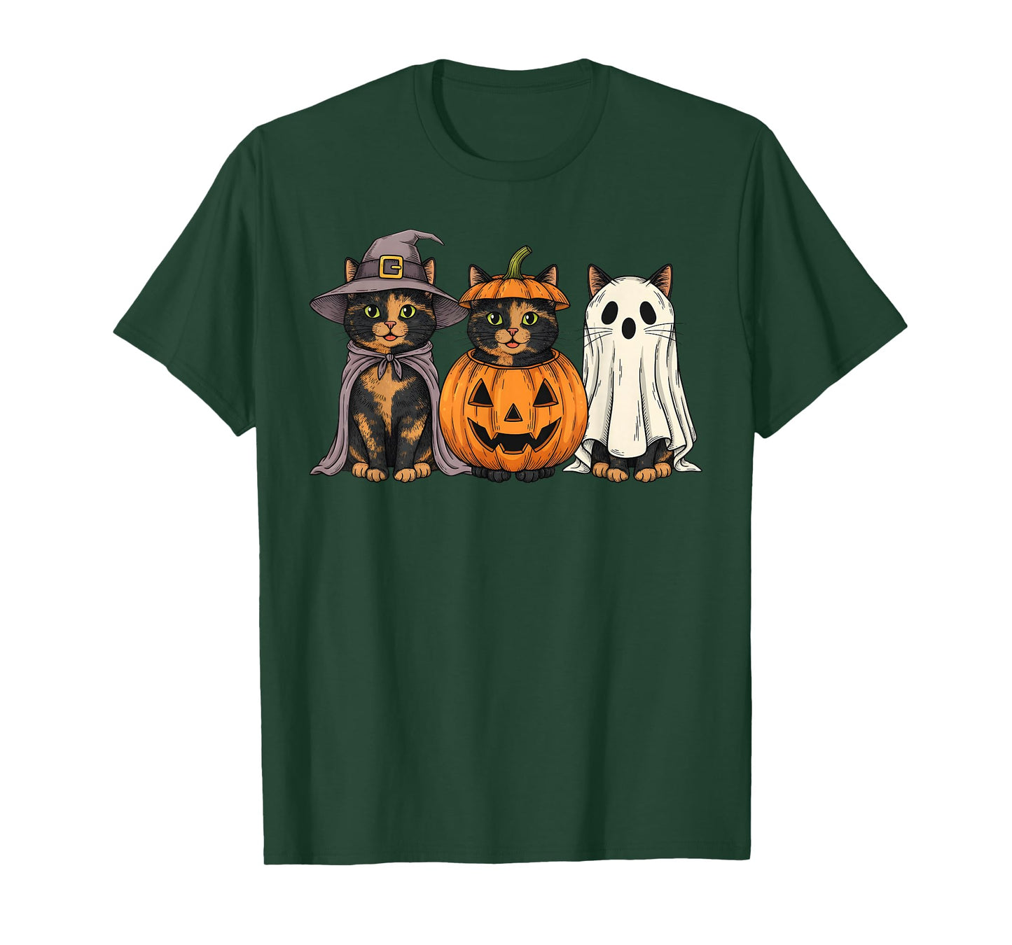Spooky Ghost Tortoiseshell Cat Lover Pumpkin Halloween T-Shirt
