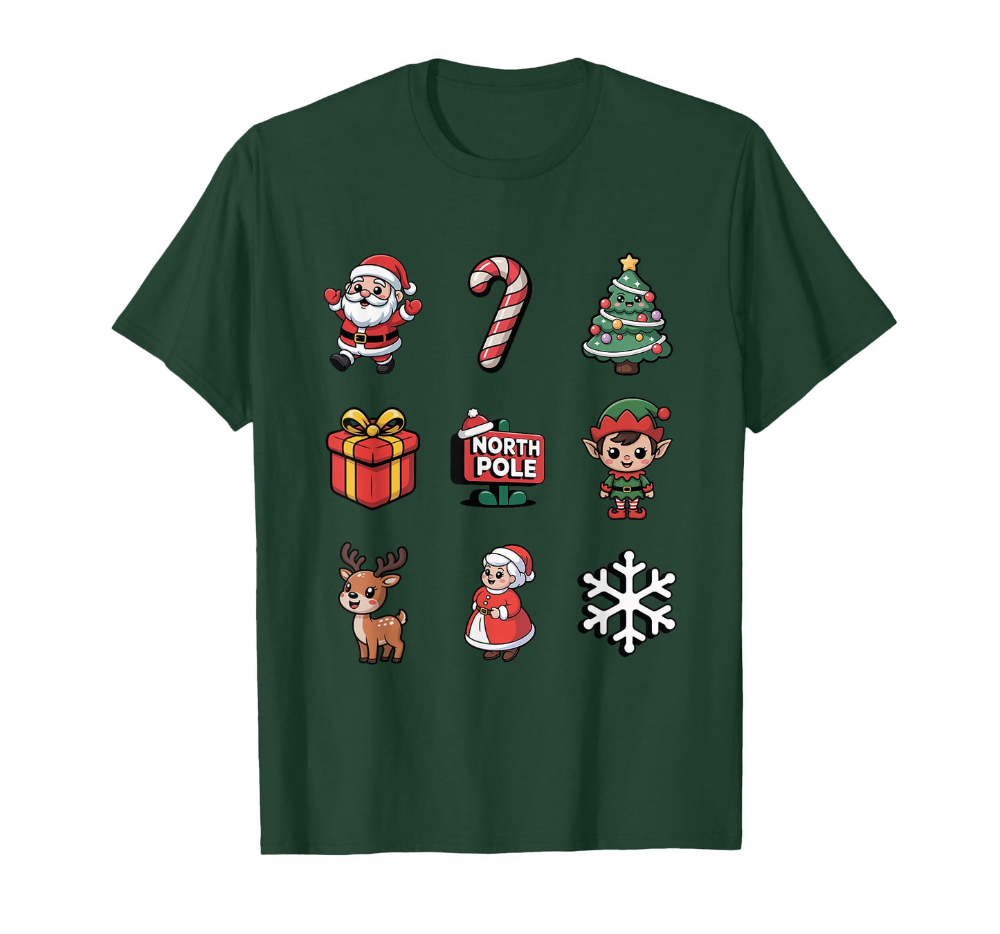Cute Elf Santa Reindeer Candy Cane Christmas T-Shirt