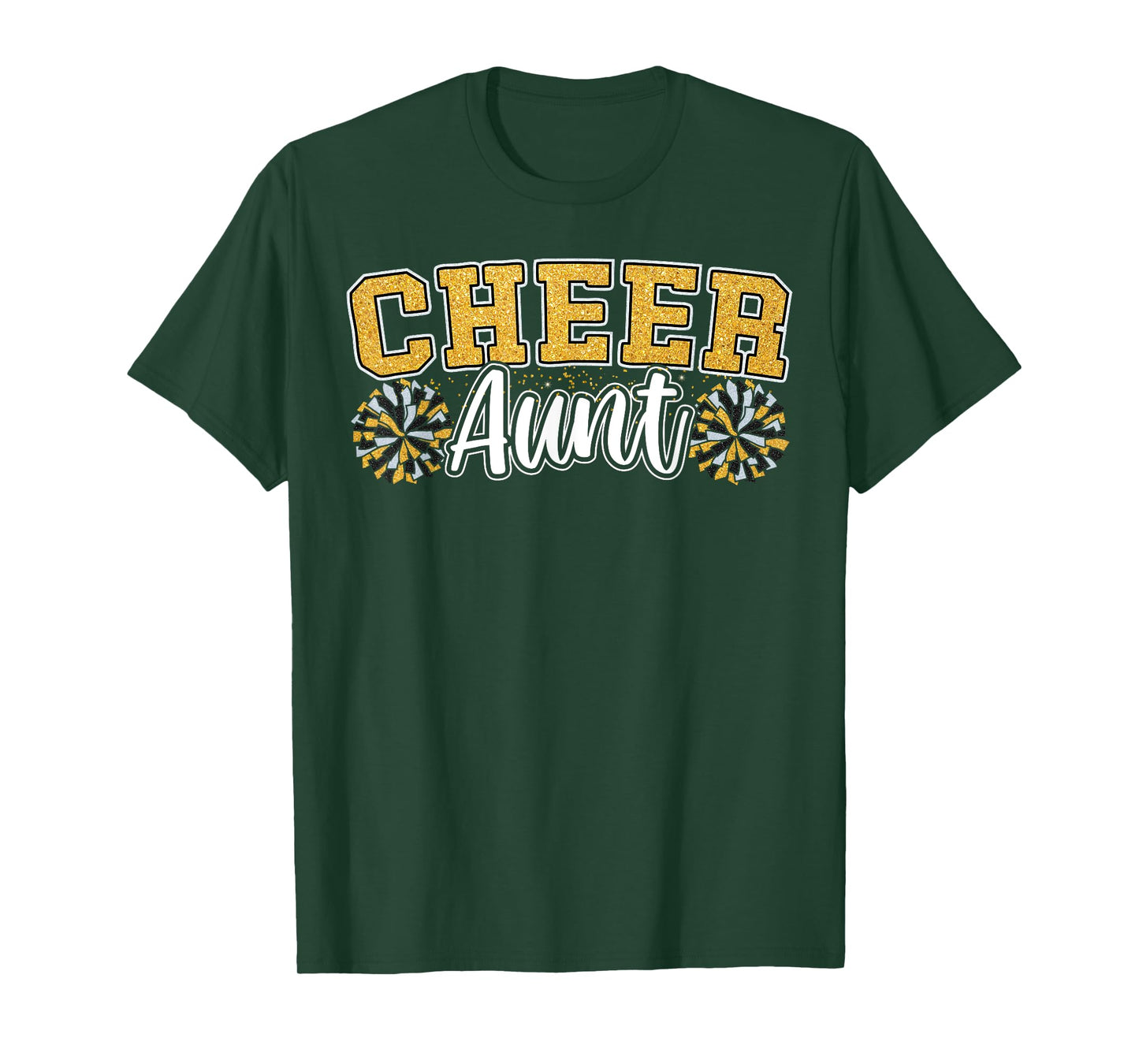 Loud Proud Cheer Aunt Team Yellow Pom Poms Cheerleader Women T-Shirt