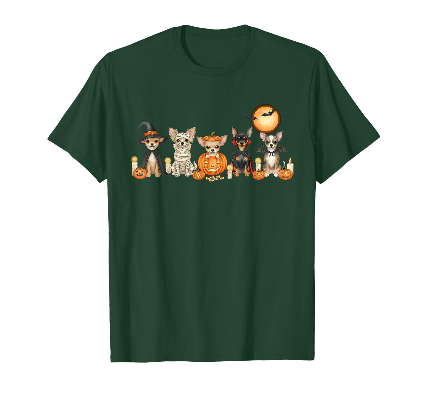Spooky Chihuahua Dogs Ghost Witch Mummy Chiwawa Costume T-Shirt