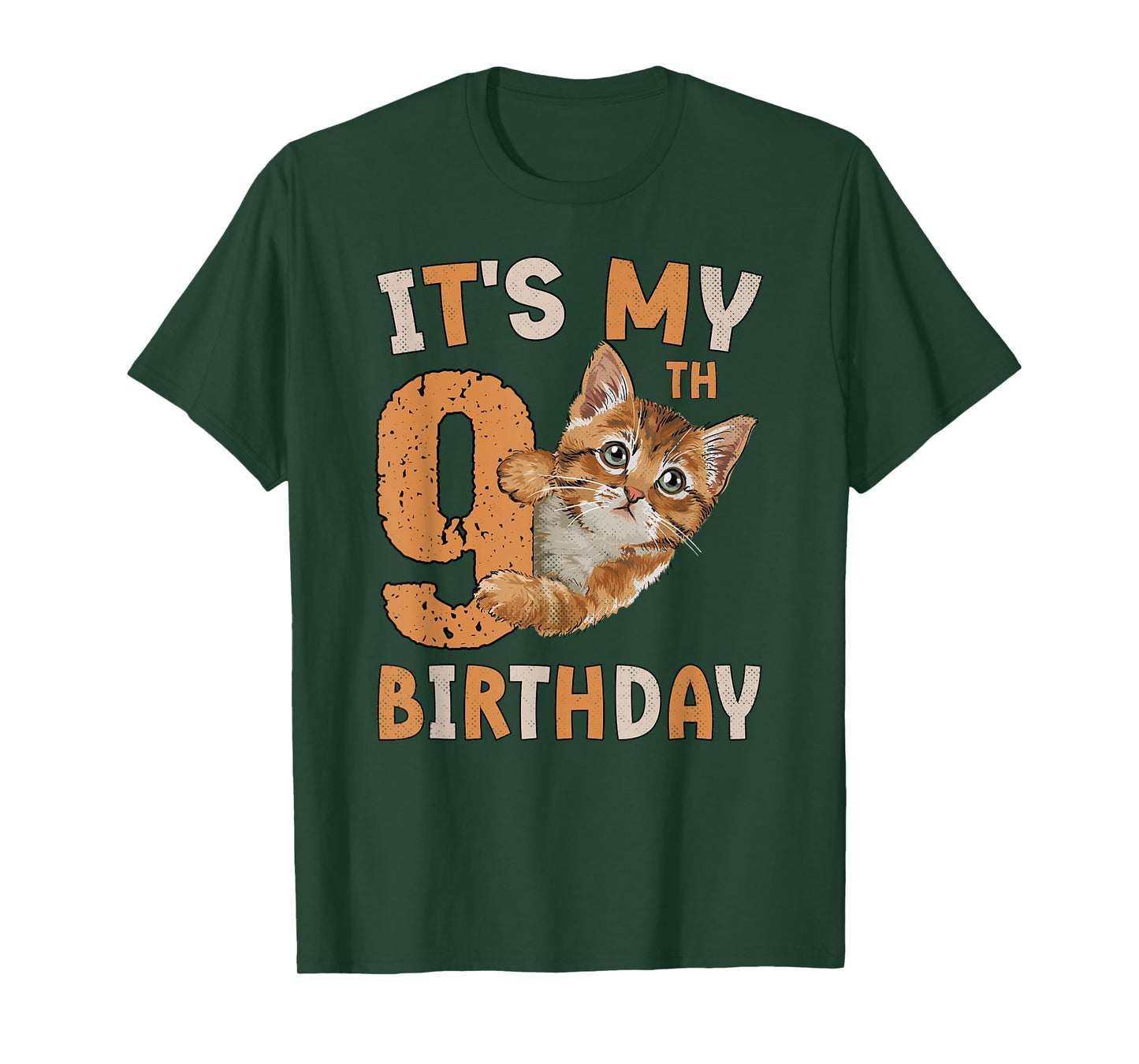 It's My 9th Birthday Cat Lover 9 Years Old Birthday Vintage T-Shirt for Men Women Girls Kids