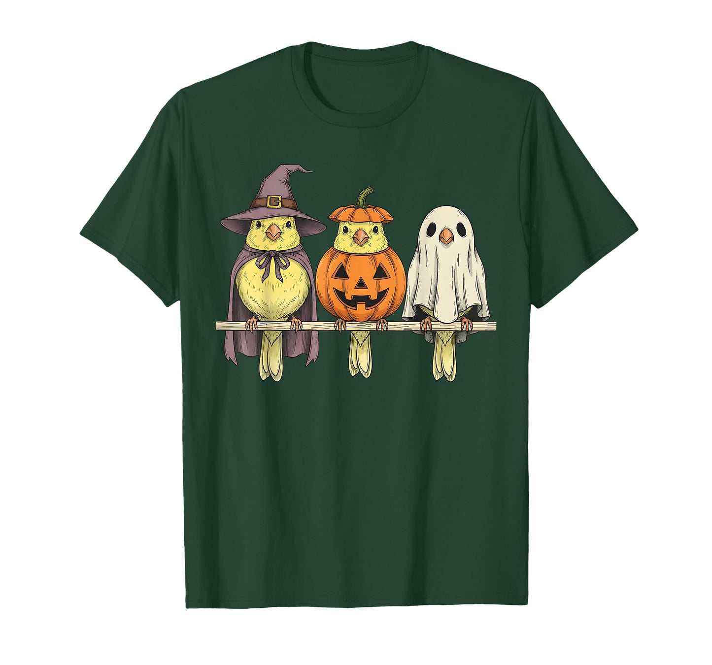 Spooky Ghost Yellow Canary Bird Lover Pumpkin Halloween T-Shirt