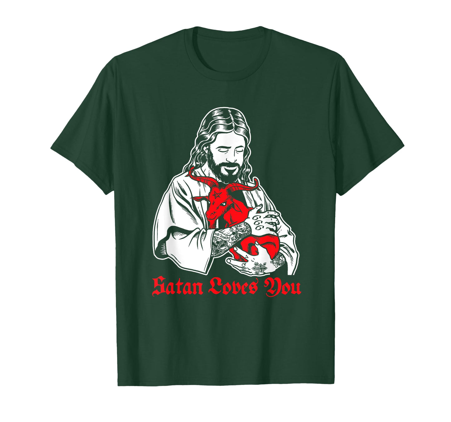 Satan Loves You and Jesus Know it T-Shirt Baphomet