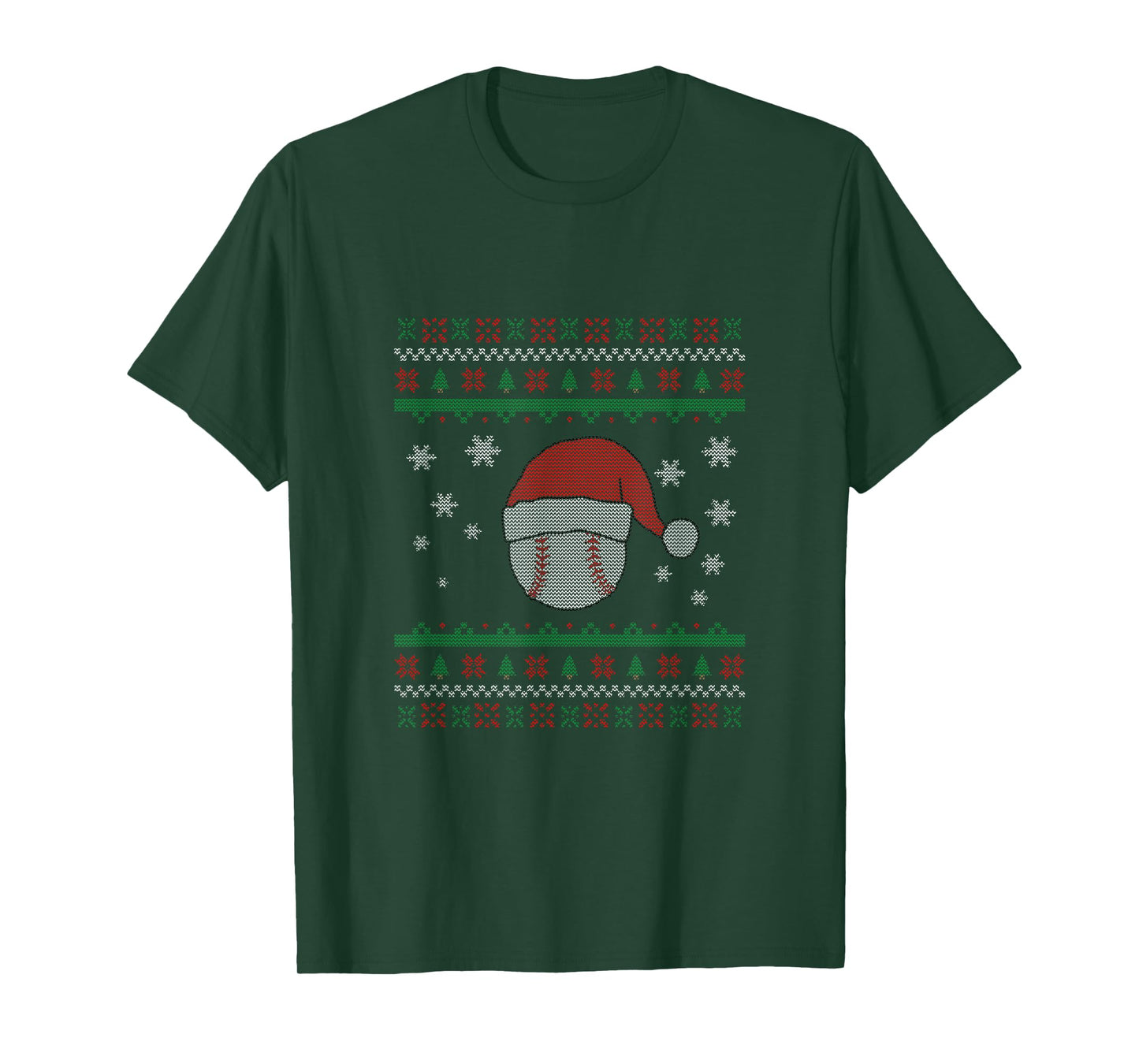 Funny Baseball with Santa Hat Ugly Sweater Design T-Shirt