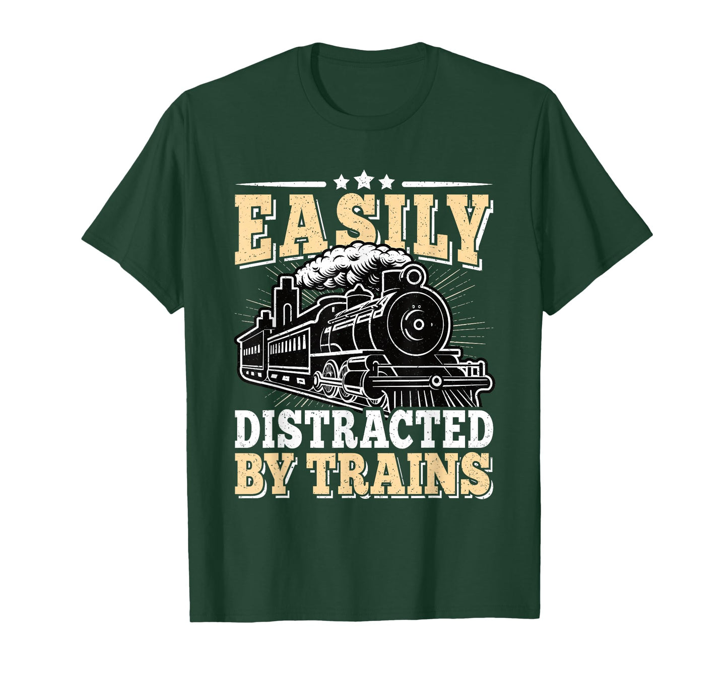 Easily Distracted By Trains Railroad Model Train Conductor T-Shirt