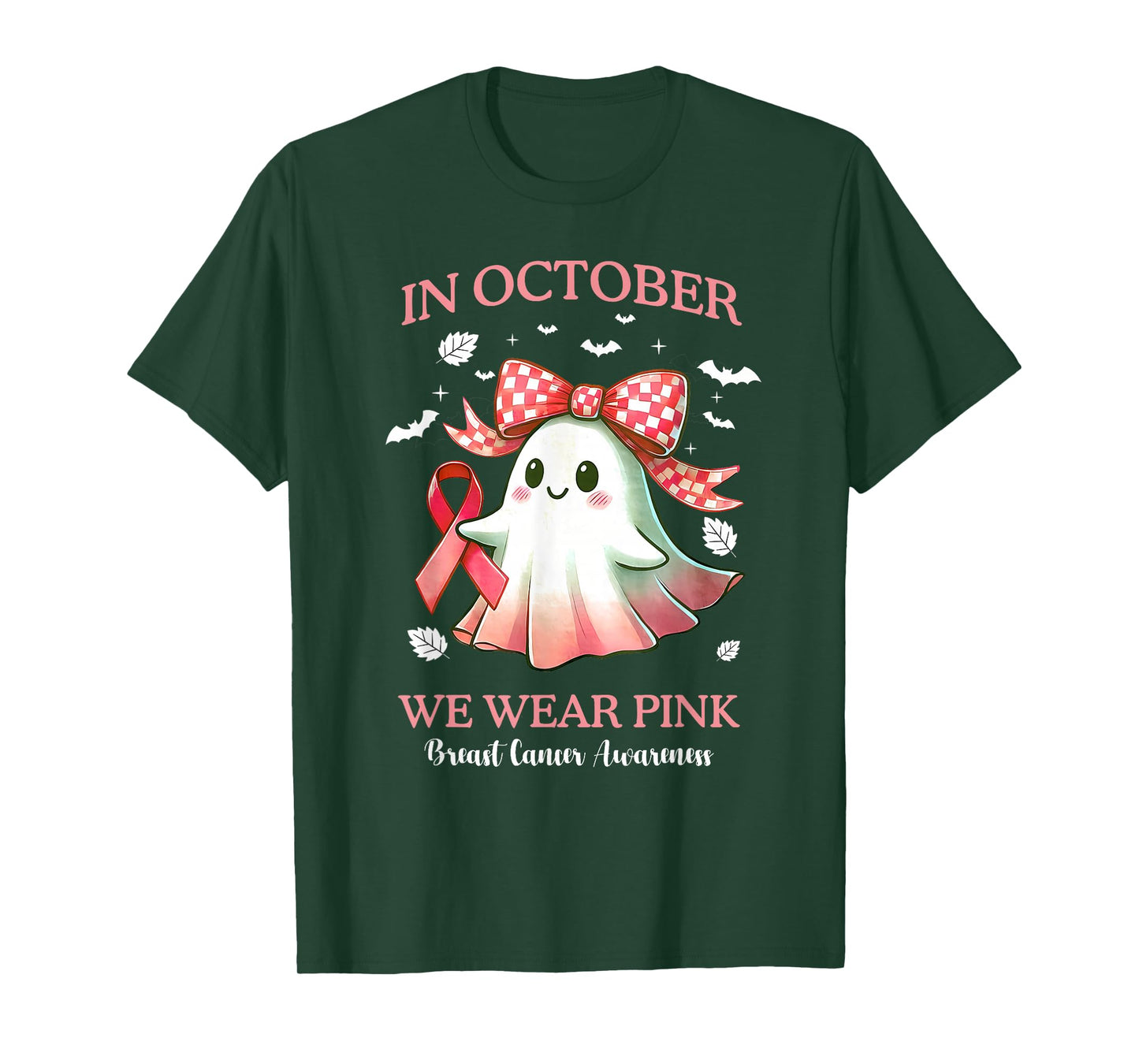 in October We Wear Pink Shirt Ghost Breast Cancer Awareness T-Shirt