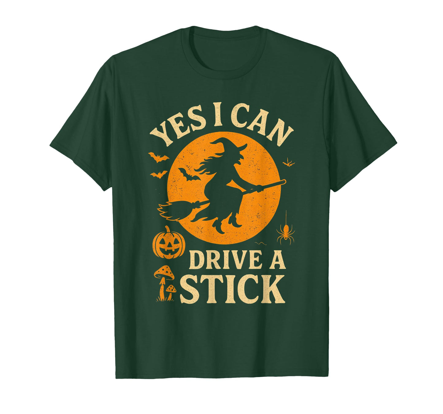 Funny Hallowen Yes I Can Drive A Stick Spooky Witch T-Shirt