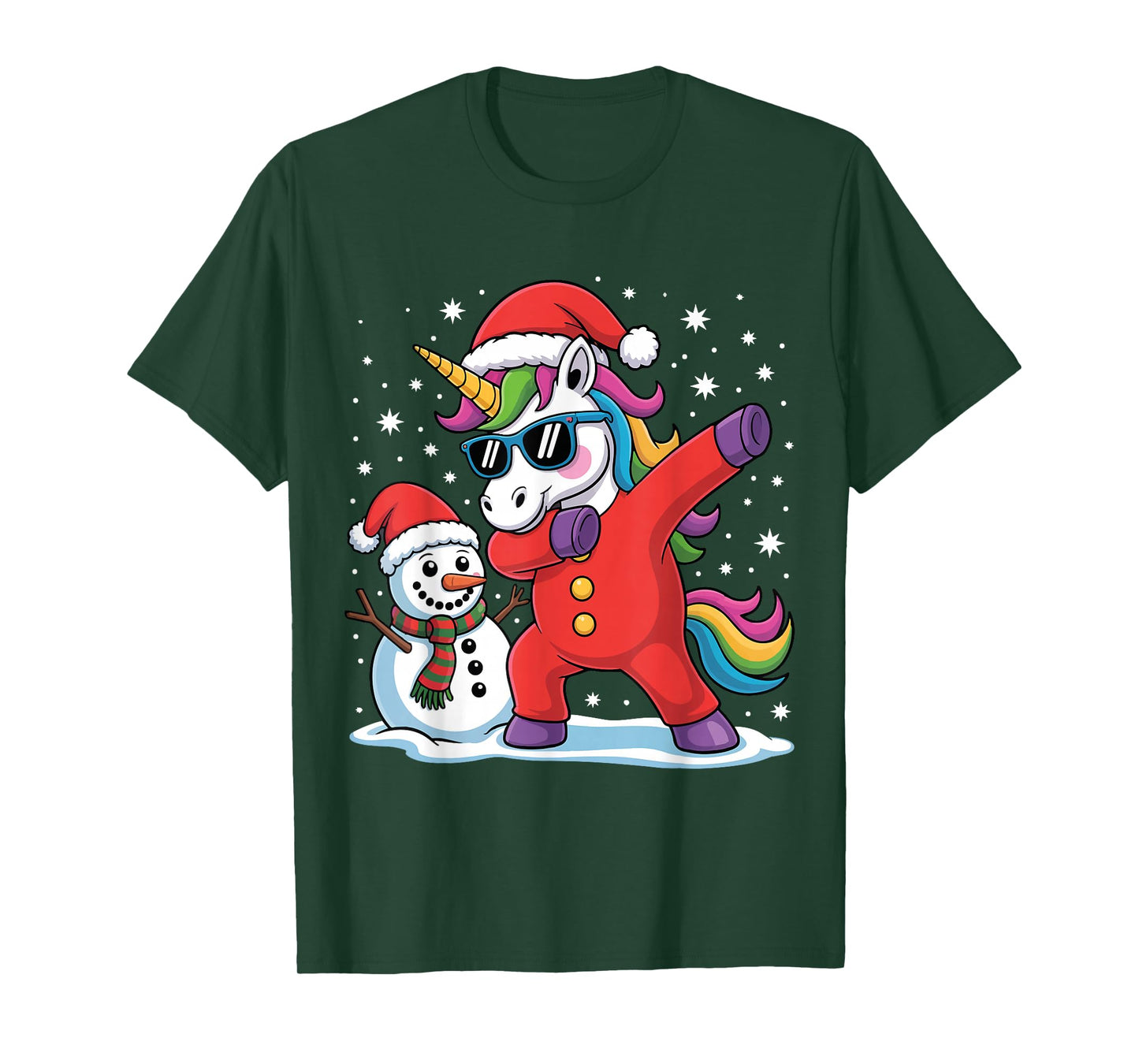 Cute Dabbing Unicorn Funny Christmas Snowman Dab Xmas Santa T-Shirt
