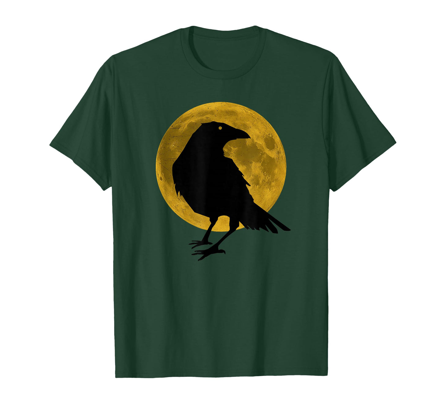 Vintage Black Crow Raven Bird Silhouette Full Harvest Moon T-Shirt