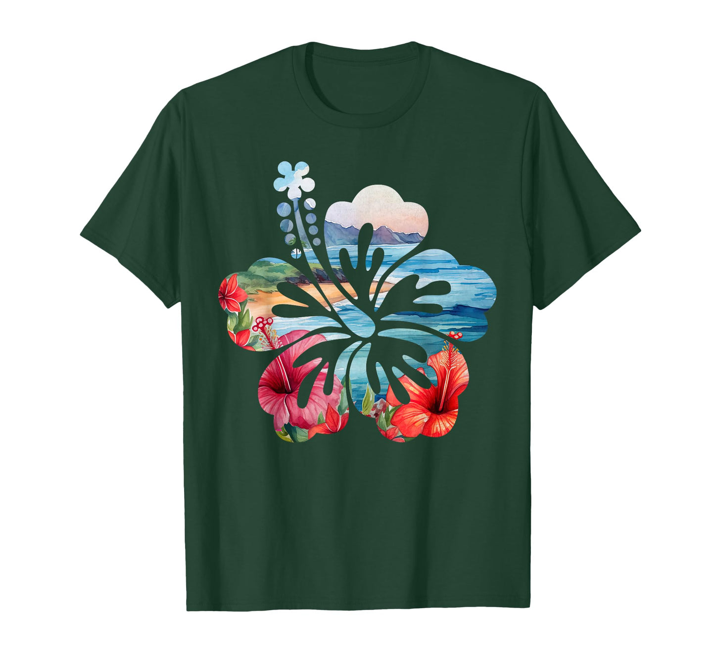 Vintage Hibiscus Flower Beach Summer Aloha Hawaiian Vacation T-Shirt