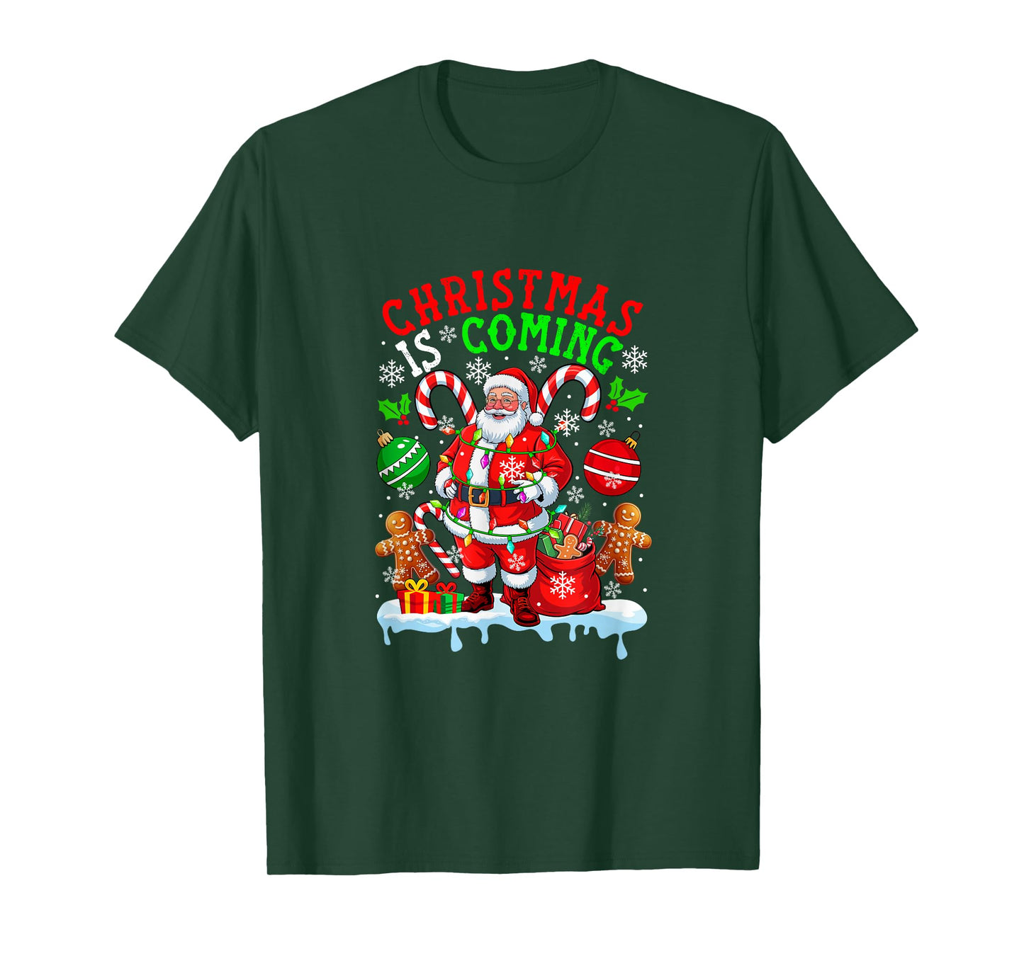 Christmas Coming Funny Santa Candy Canes Gingerbreads Lover T-Shirt