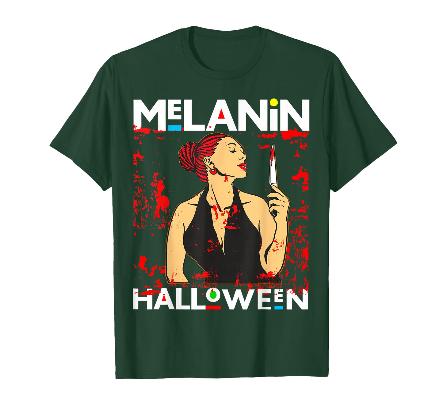 Funny Melanin Halloween Black Girl Magic Scary Blood Costume T-Shirt