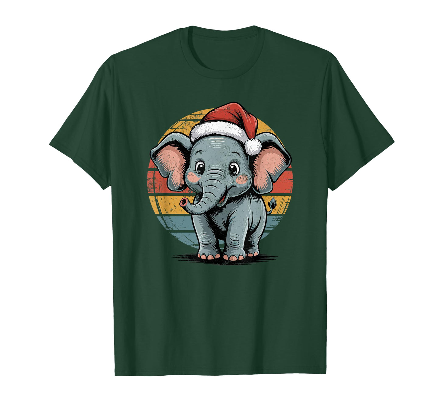 Elephant Santa Hat Christmas Vintage Animal Lovers Holiday T-Shirt