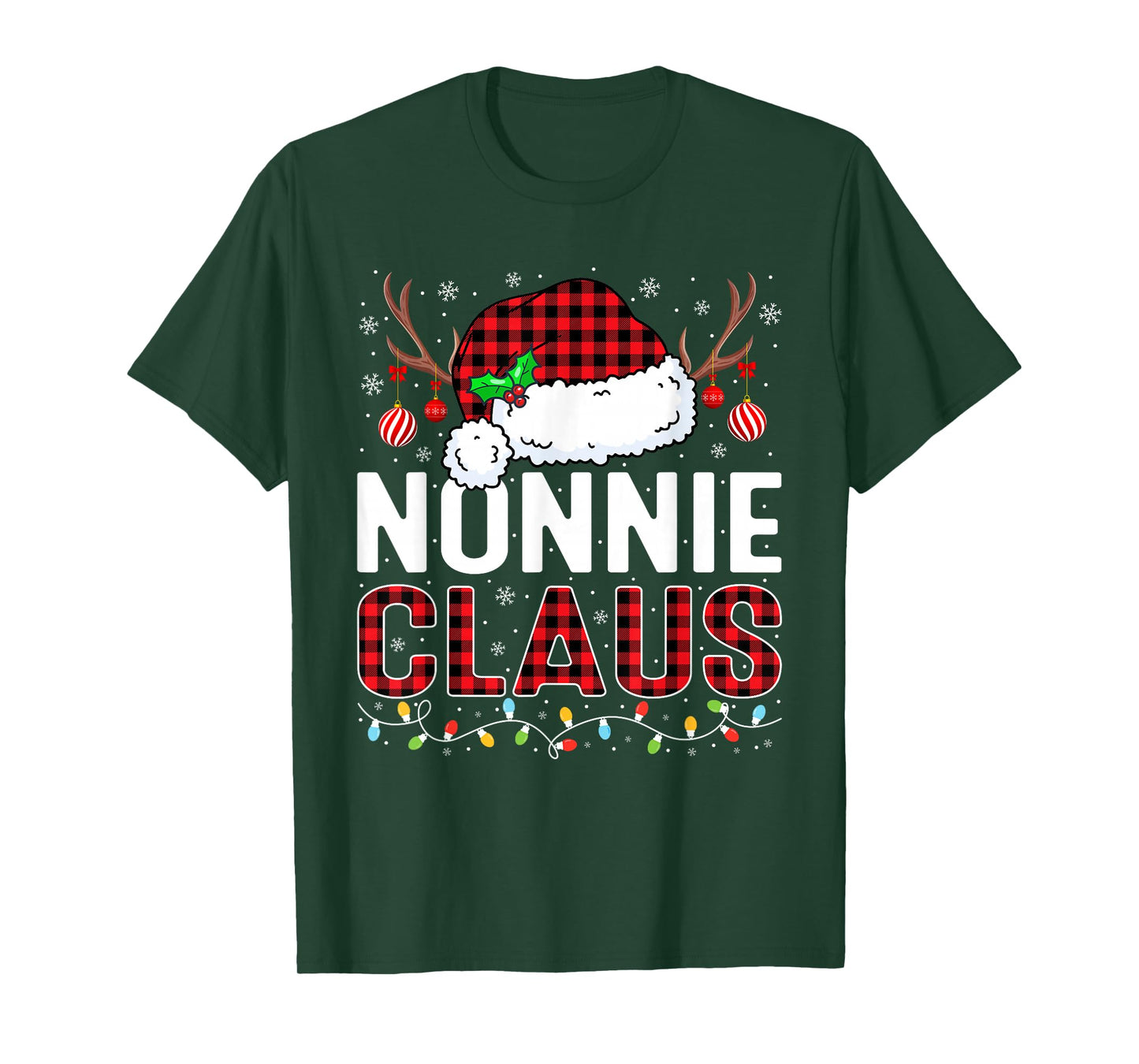 Christmas Lights Nonnie Claus Family Matching Xmas Pajama T-Shirt